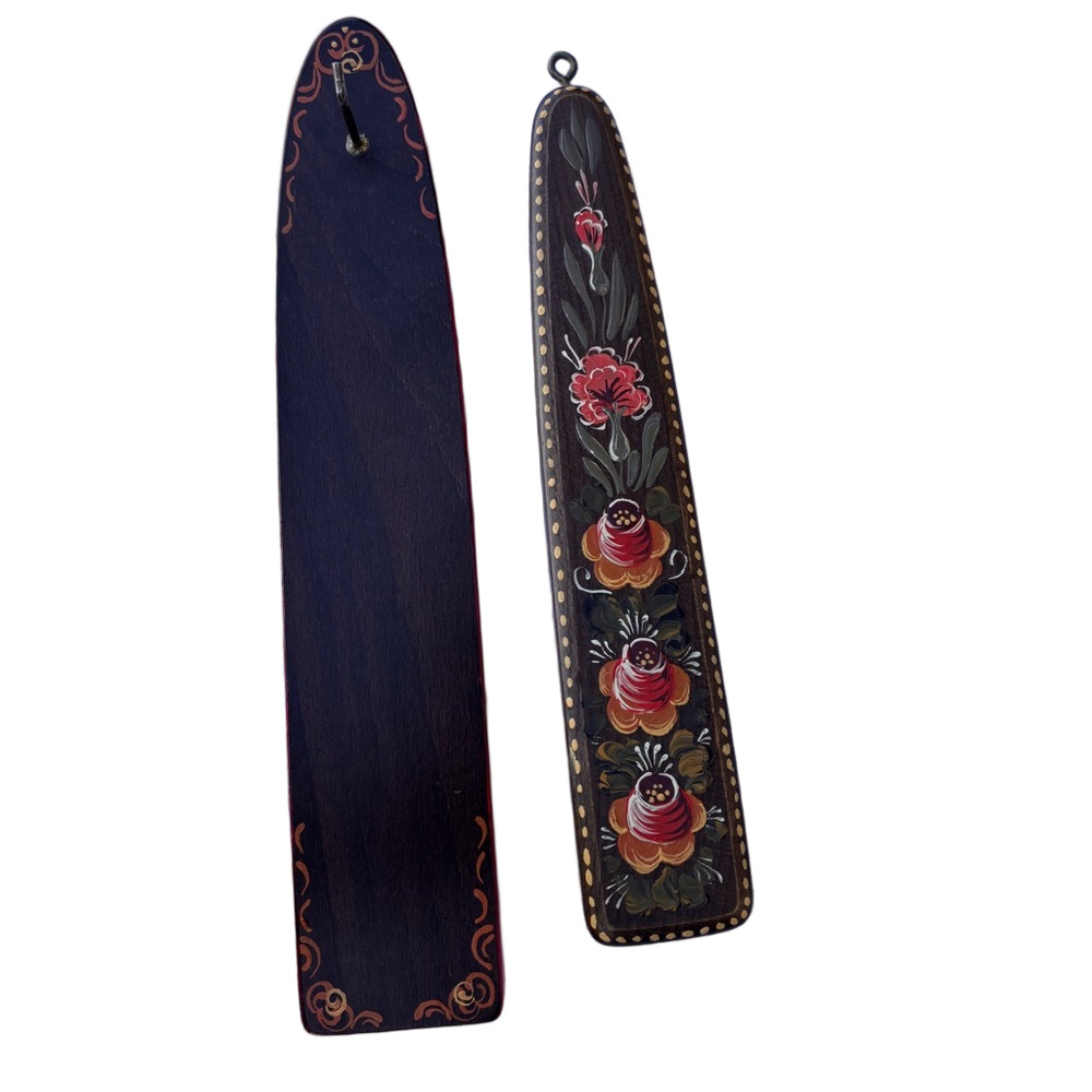 Shoe Shine Brush & Hanger Vintage European Hand Painted on Wood